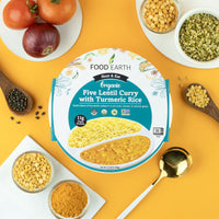 كاري العدس العضوي بخمسة أنواع مع أرز الكركم