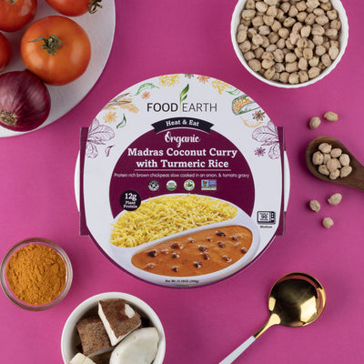 كاري جوز الهند العضوي من مدراس مع أرز بالكركم